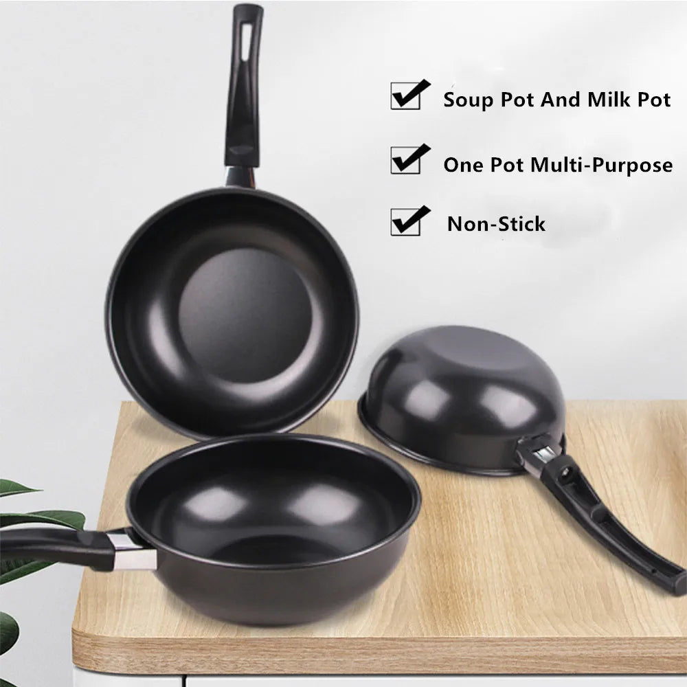 Mini Soup Pan Frying Pan Cooking Pan Non Stick Iron Frying Pan Pancake Egg Pan With Kitchen Small Tool Long Handled Frying Pan