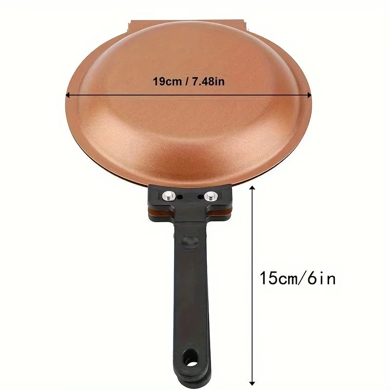 Double-Sided Non-Stick Ceramic Frying Pan Pancake Maker Foldable Kitchen Cookware for Bread Egg Breakfast