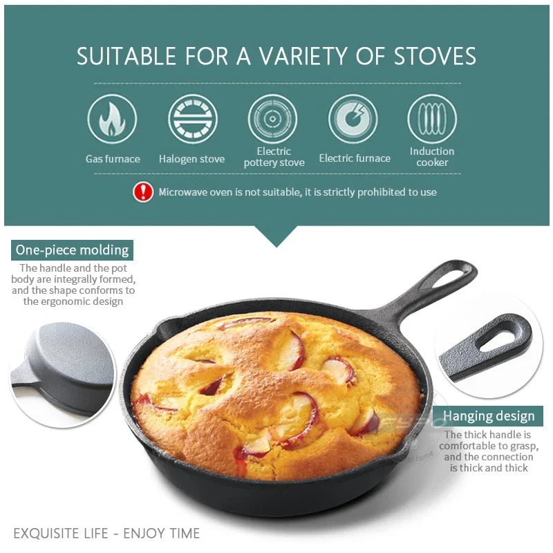 Cast Iron Frying Pan,14/16/20cm Non-stick Skillet Kitchen Fry Pot Breakfast Pan Omelette Pancake Pot Induction Cooking Cookware